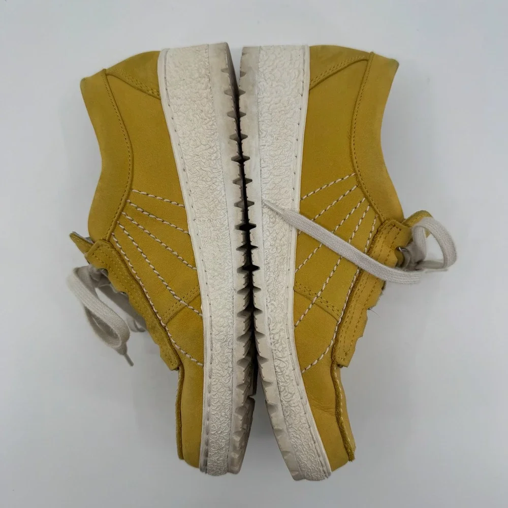 Mephisto Lady Shoes Womens 8 Yellow Leather Lace Up Comfort Walking Sneaker